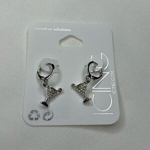 Icing Martini Glass Earrings Silver